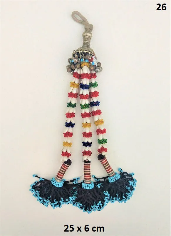 Vintage Afghan Kuchi tassel XL - EXTRA LARGE key hanger with miniature beads and tiny bells