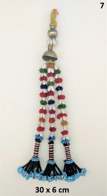 Vintage Afghan Kuchi tassel XL - EXTRA LARGE key hanger with miniature beads and tiny bells