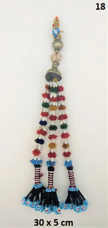 Vintage Afghan Kuchi tassel XL - EXTRA LARGE key hanger with miniature beads and tiny bells