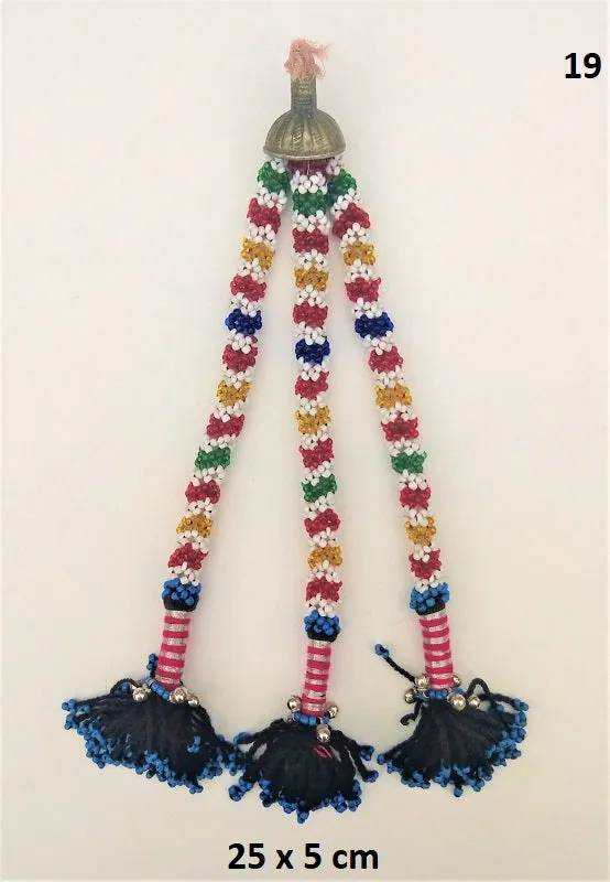 Vintage Afghan Kuchi tassel XL - EXTRA LARGE key hanger with miniature beads and tiny bells