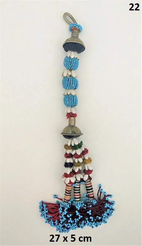 Vintage Afghan Kuchi tassel XL - EXTRA LARGE key hanger with miniature beads and tiny bells