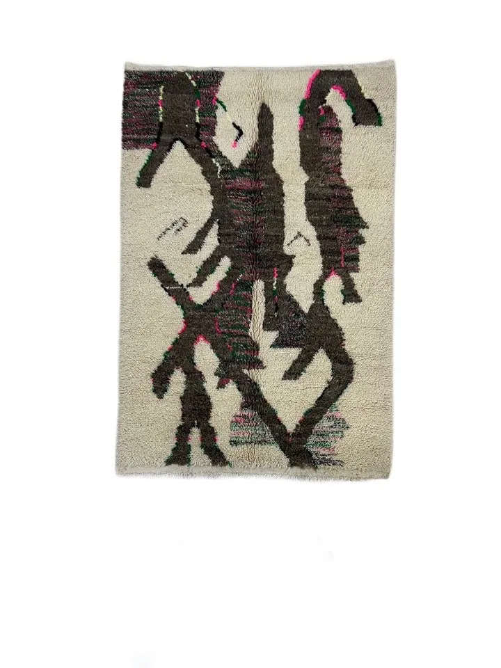 Vintage Moroccan area rug from Azilal, Wool and Thread, 6.82ft x 4.59ft or 208cm x 140cm