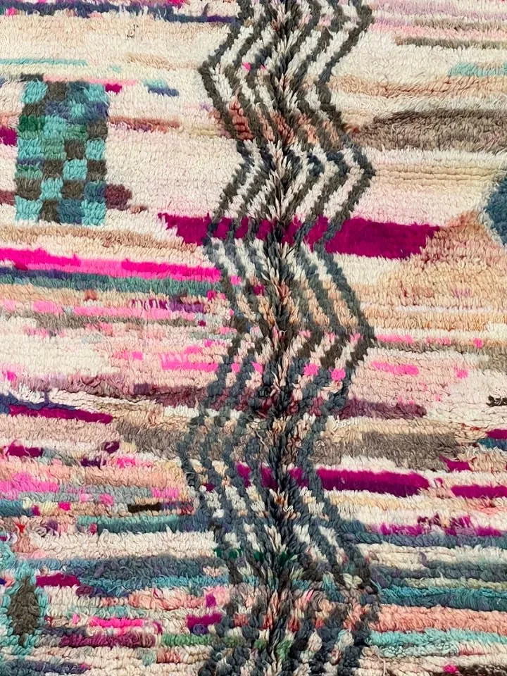 Vintage Moroccan area rug from Azilal, Wool and Thread, 8.49ft x 5.05ft or 259cm x 154cm