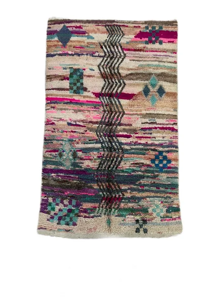 Vintage Moroccan area rug from Azilal, Wool and Thread, 8.49ft x 5.05ft or 259cm x 154cm
