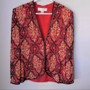 Vintage Niteline by Della Roufogali Beaded Silk Jacket Medium