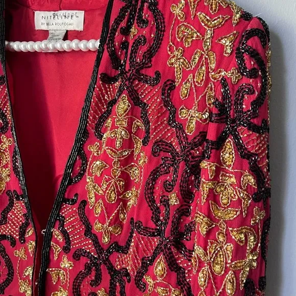 Vintage Niteline by Della Roufogali Beaded Silk Jacket Medium