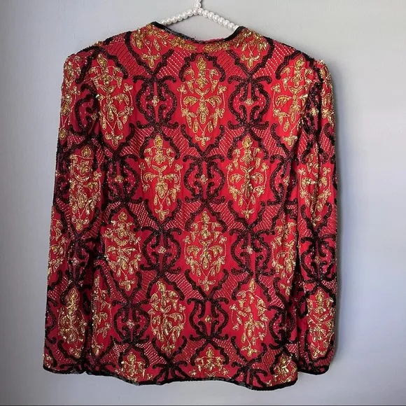 Vintage Niteline by Della Roufogali Beaded Silk Jacket Medium
