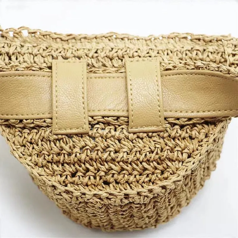Viveta Floral Embroidery Straw Waist Bags - 3 Colors