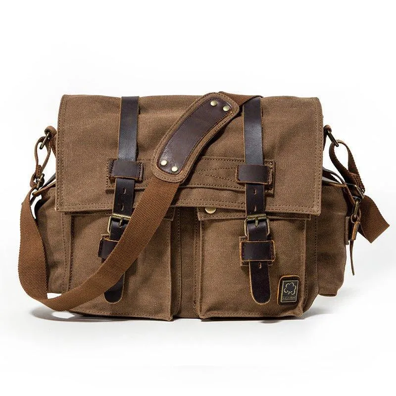 Waxed Canvas Messenger Bag Laptop Mens