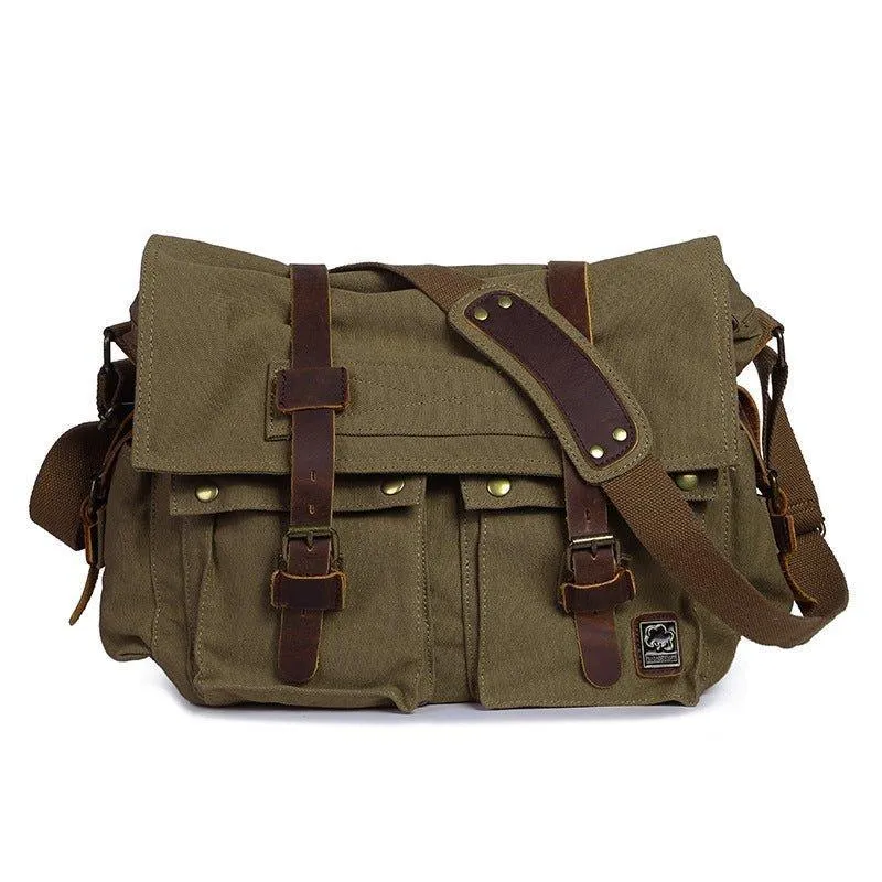 Waxed Canvas Messenger Bag Laptop Mens