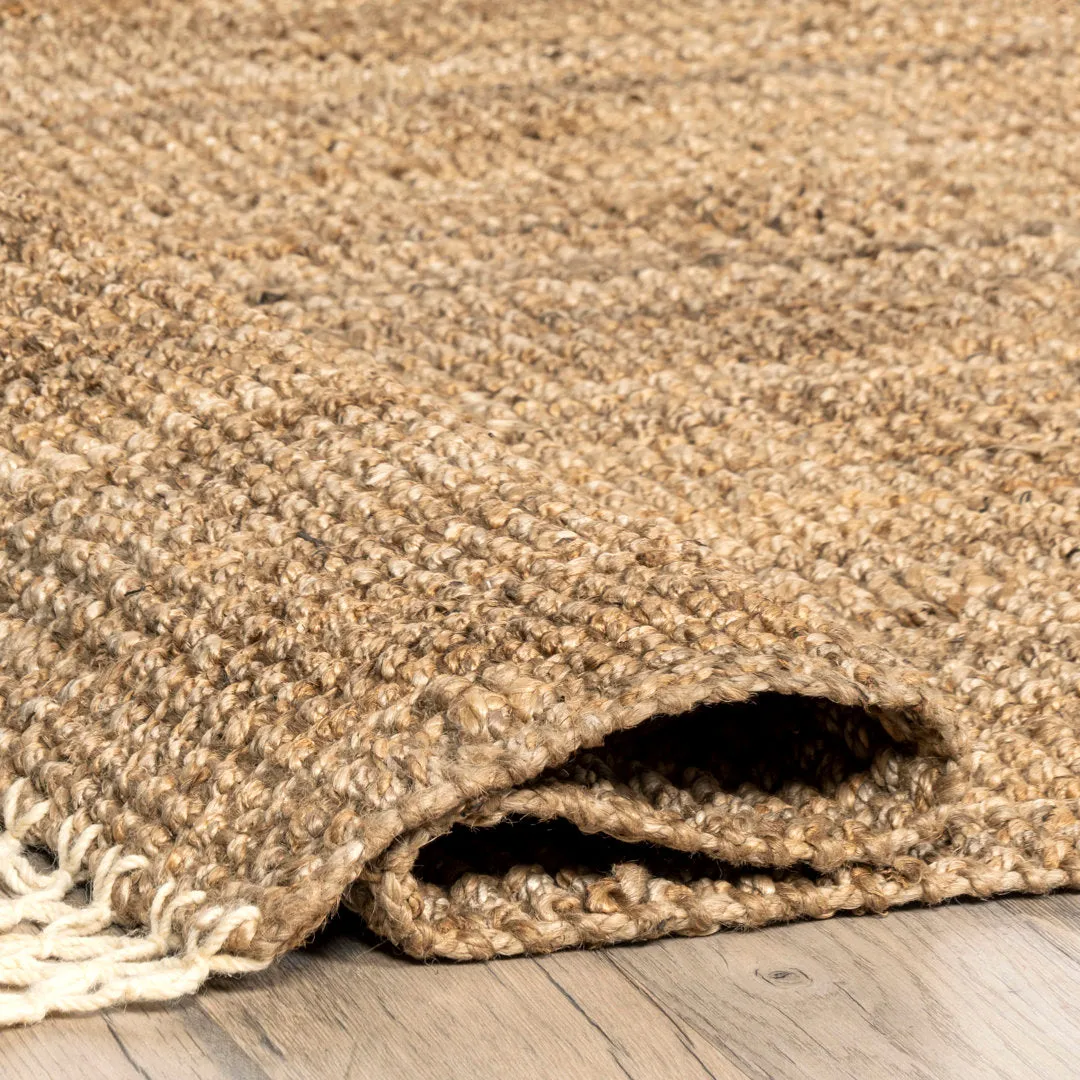Werts Handmade Tufted Farmhouse Jute Tasseled Brown Rug Bay Isle Home™ Rug Size: Rectangle 8' x 10'