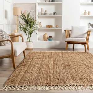 Werts Handmade Tufted Farmhouse Jute Tasseled Brown Rug Bay Isle Home™ Rug Size: Rectangle 8' x 10'