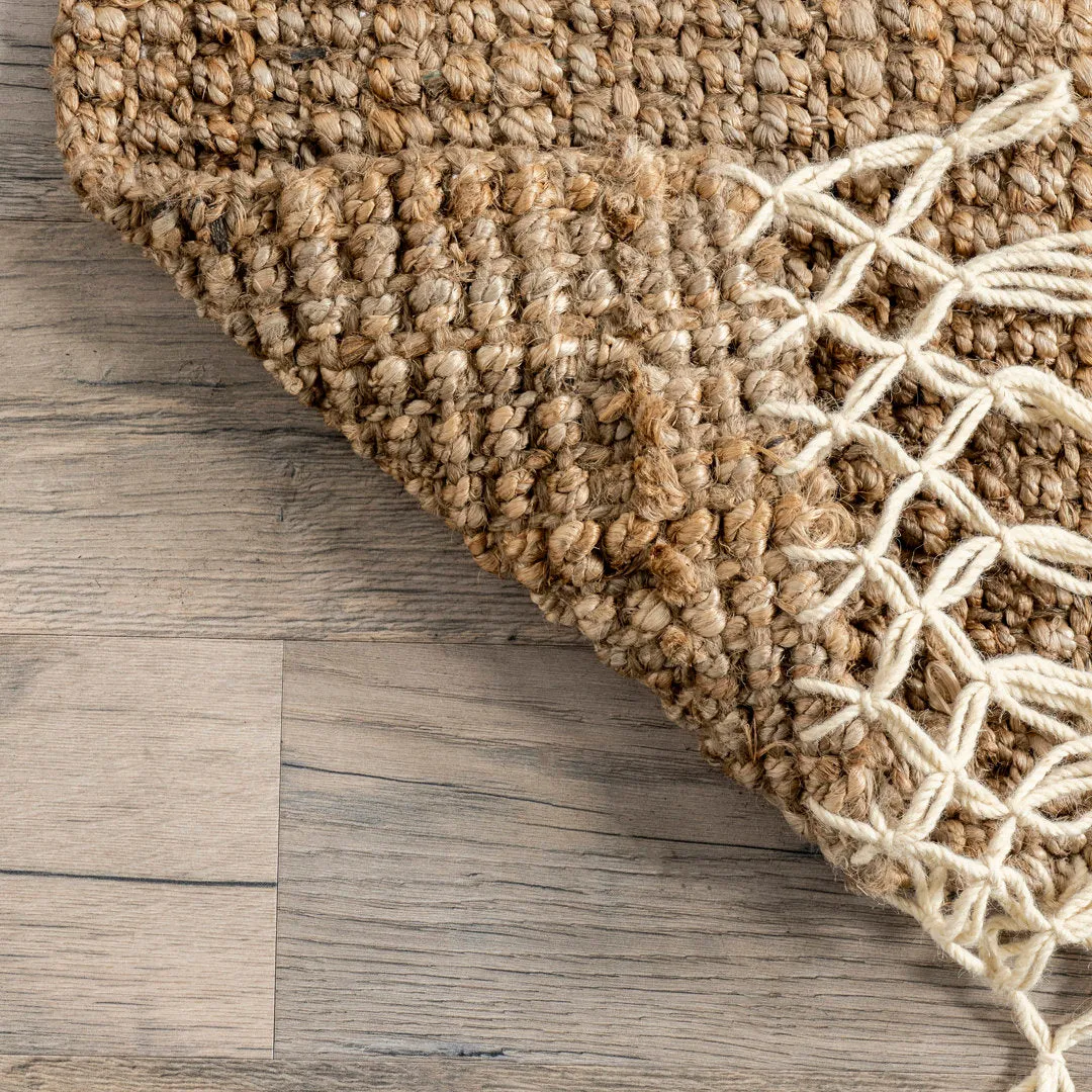 Werts Handmade Tufted Farmhouse Jute Tasseled Brown Rug Bay Isle Home™ Rug Size: Rectangle 8' x 10'