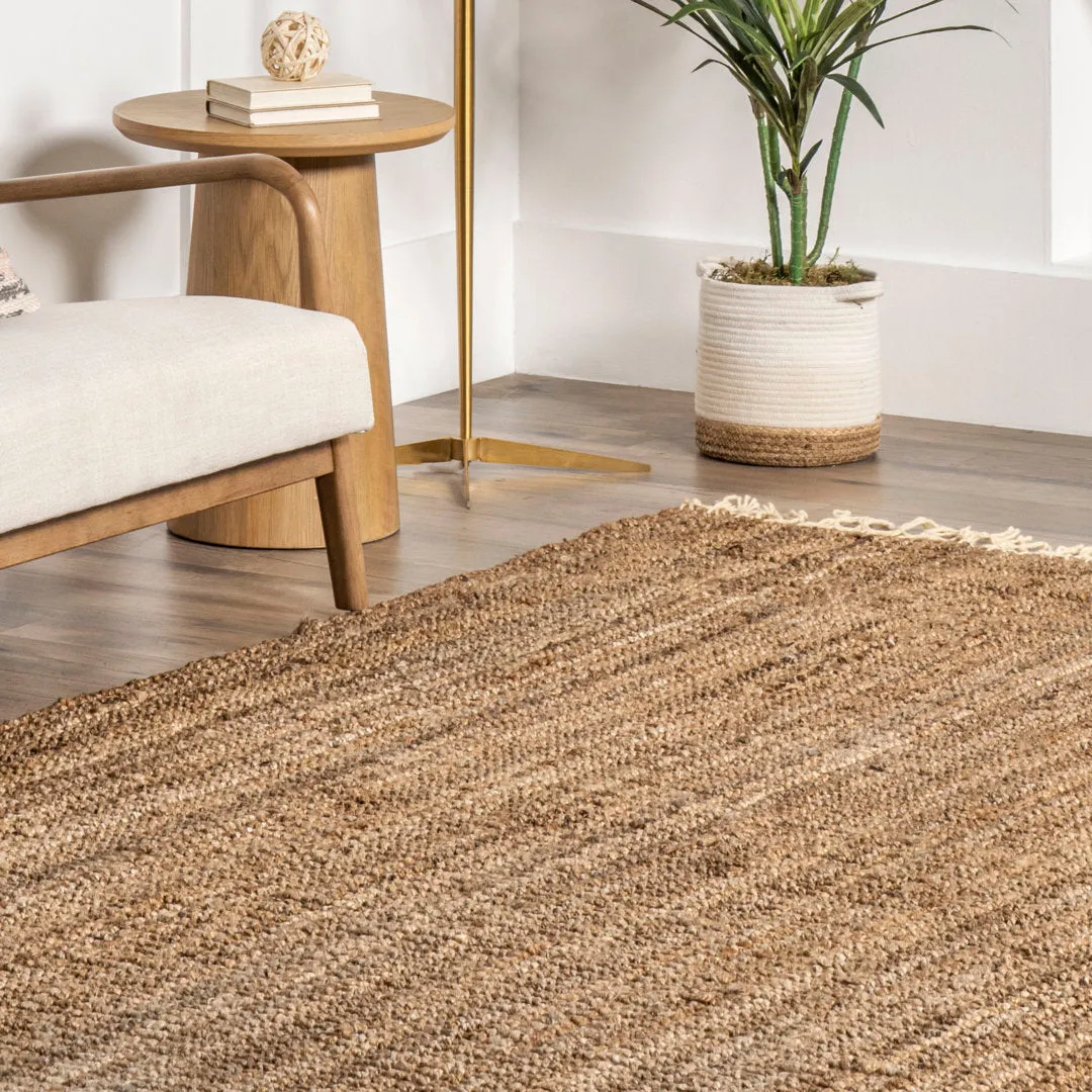 Werts Handmade Tufted Farmhouse Jute Tasseled Brown Rug Bay Isle Home™ Rug Size: Rectangle 8' x 10'