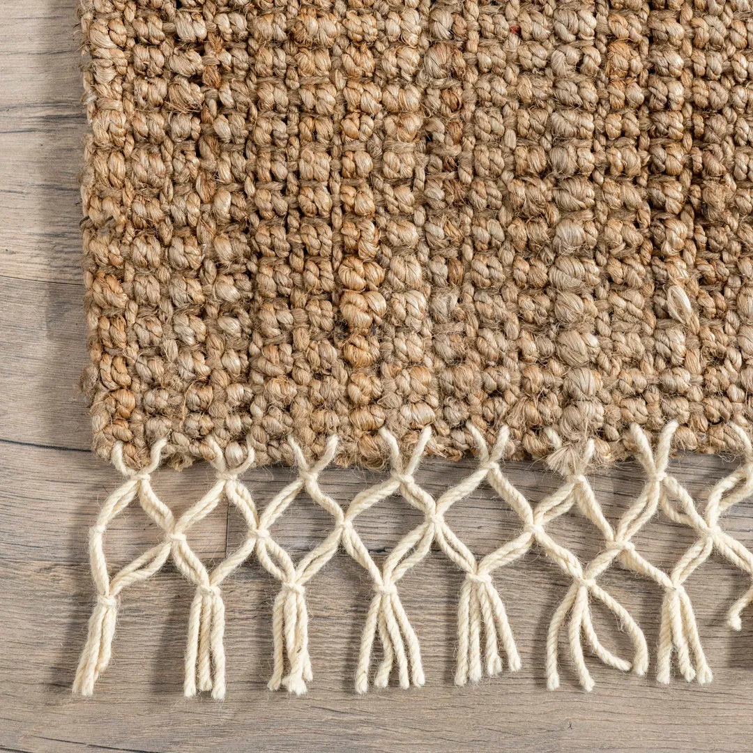 Werts Handmade Tufted Farmhouse Jute Tasseled Brown Rug Bay Isle Home™ Rug Size: Rectangle 8' x 10'