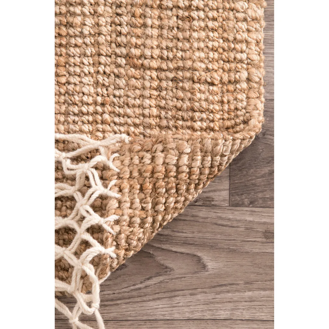 Werts Handmade Tufted Farmhouse Jute Tasseled Brown Rug Bay Isle Home™ Rug Size: Runner 2'6" x 8'