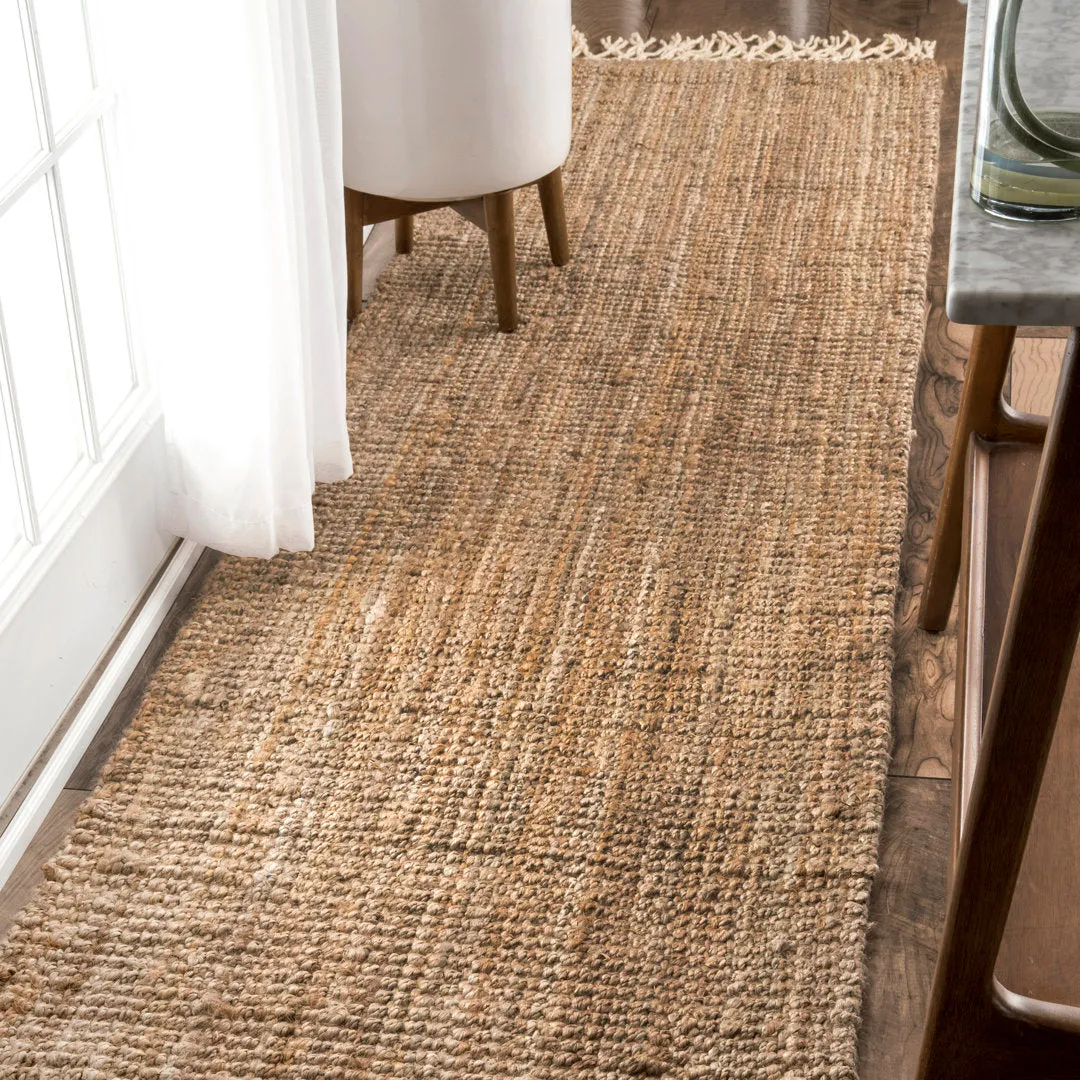 Werts Handmade Tufted Farmhouse Jute Tasseled Brown Rug Bay Isle Home™ Rug Size: Runner 2'6" x 8'