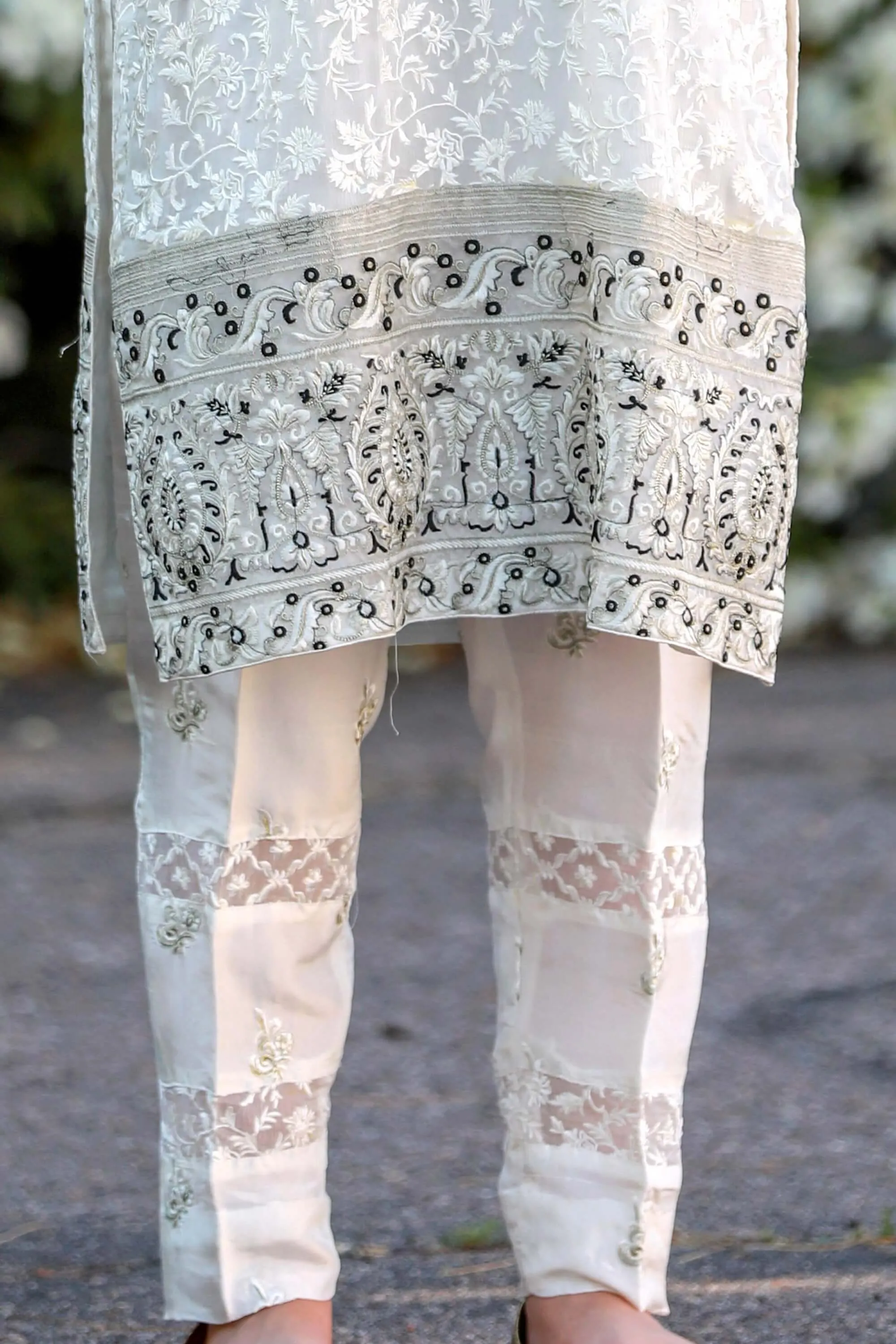 White Chiffon Suit Salwar Kameez by Mina Hasan