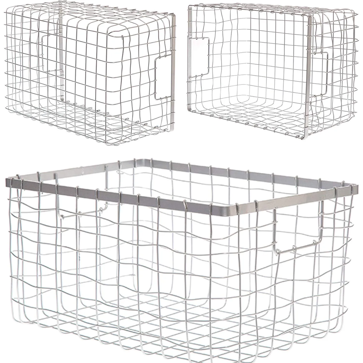 Wire Storage Basket, Bin for Shelves in Kitchen, Pantry, Linen Closet, Laundry Room, by HomeSimple (3, White)