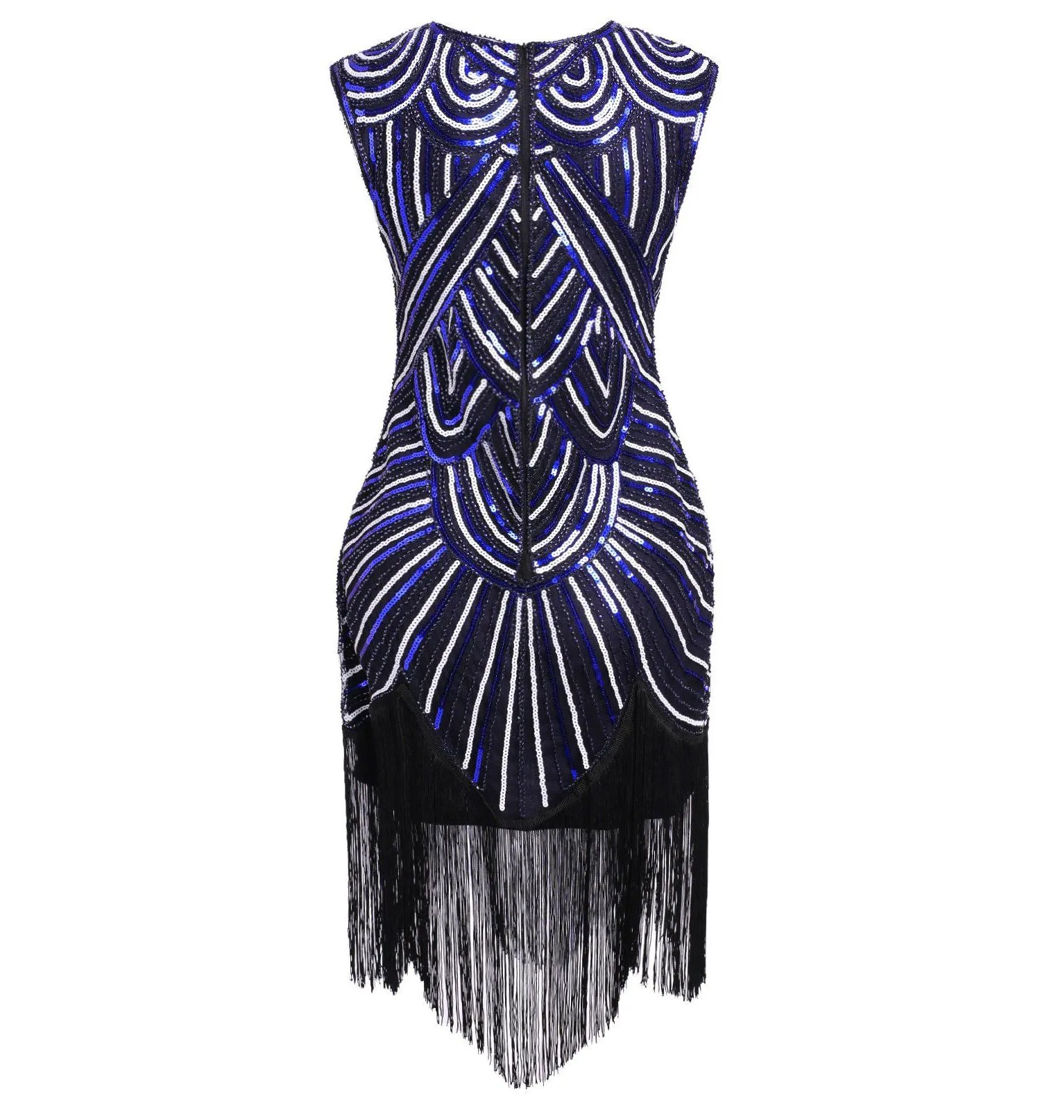 Women 1920s Art Deco Sequin Flapper Tassel Gatsby Dress