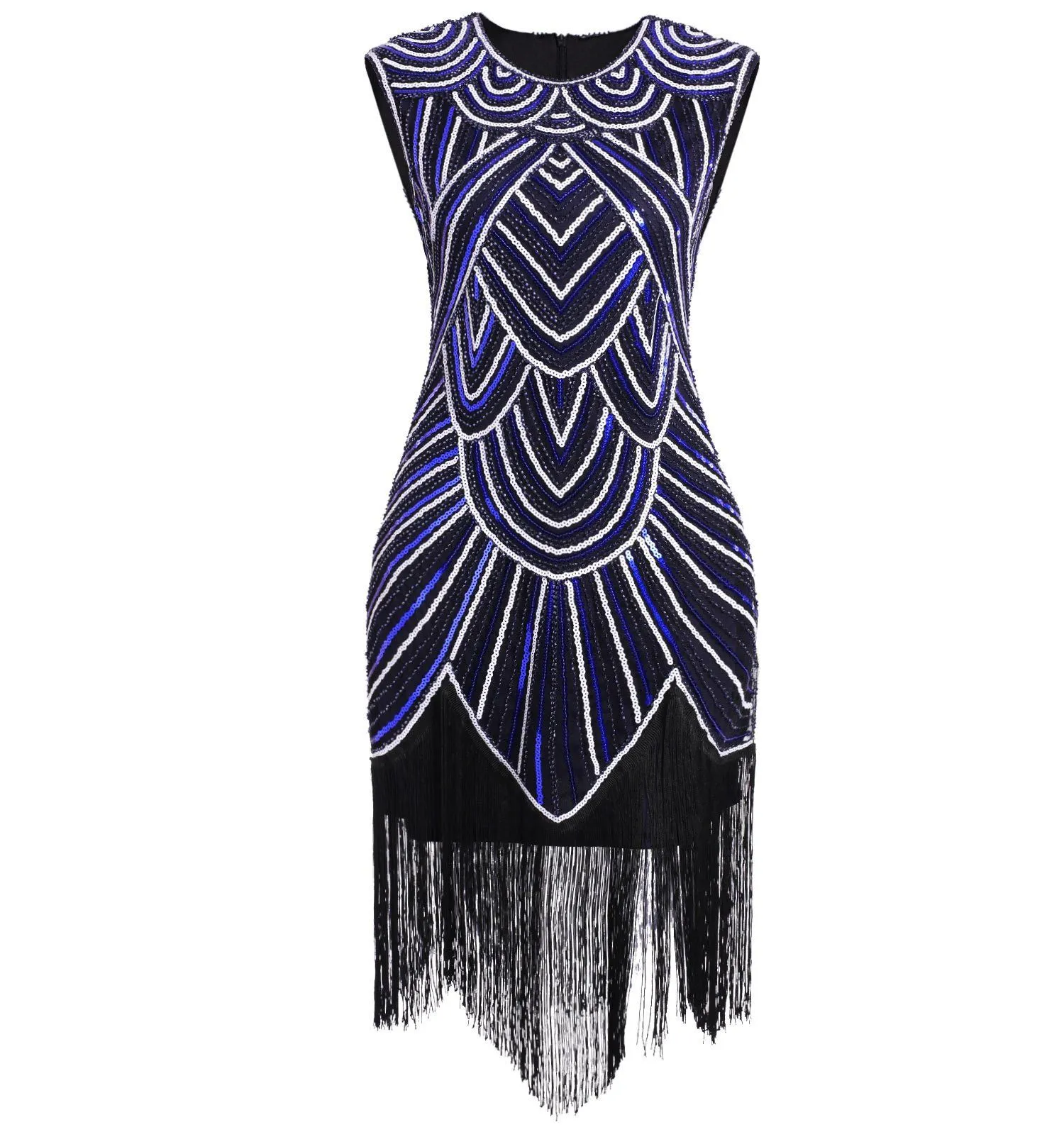 Women 1920s Art Deco Sequin Flapper Tassel Gatsby Dress