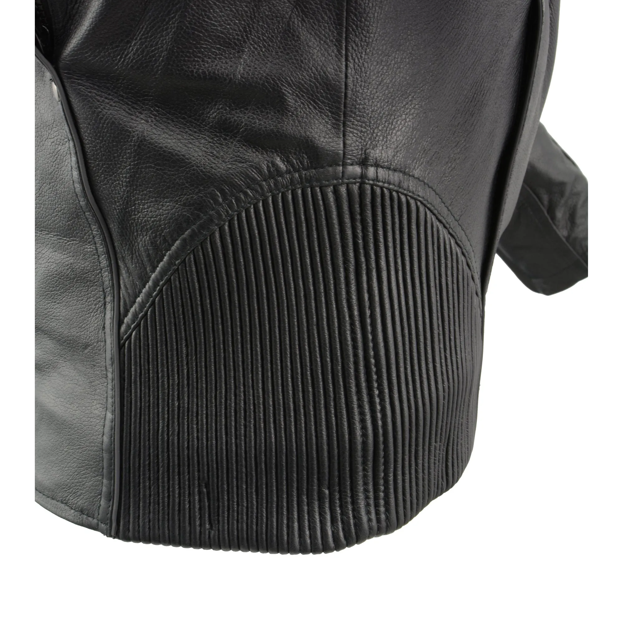 Women Black 3/4 Hooded Leather Jacket with Side Stetch Fit