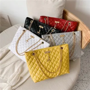 Women PU Leather Chain Handbag Women Soild Color Large Top-handle Bags Female Designer Luxury Tote Women Fashion Shoulder Bags