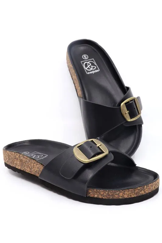 Women's Boho 4 Slides with Buckle Ornament