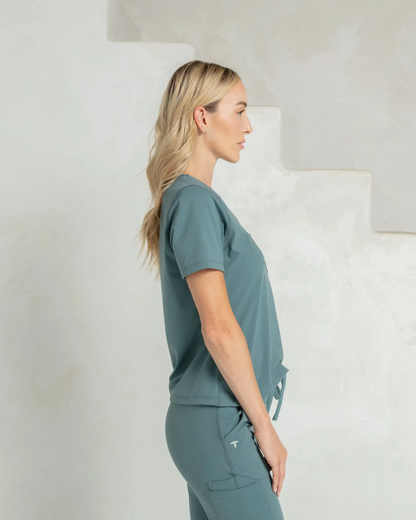 Women's Surf Green V-Neck Scrub Top