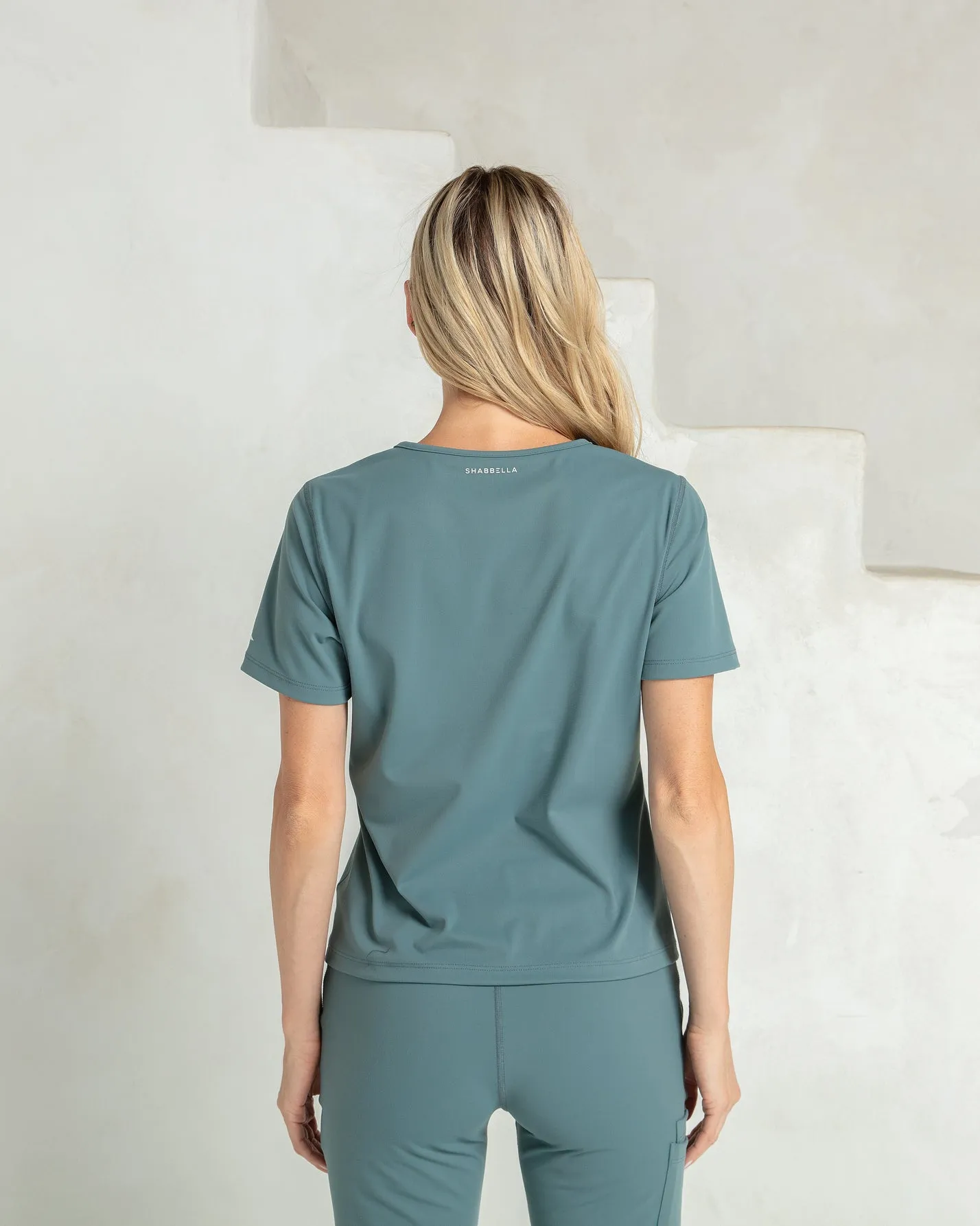 Women's Surf Green V-Neck Scrub Top