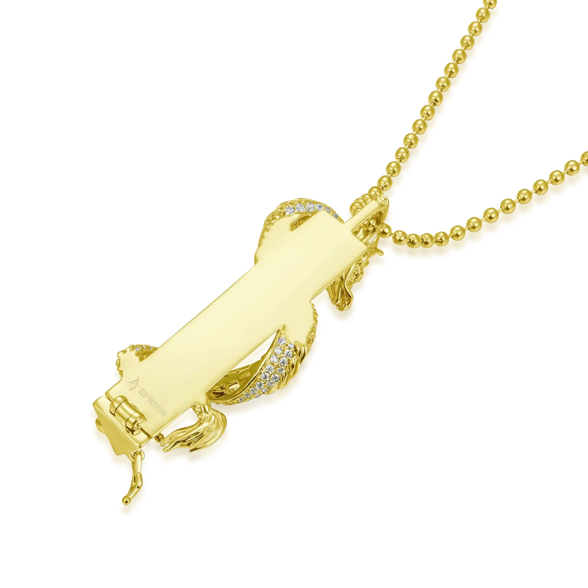 WONG Ⅱ Iced Out Jade Column Pendant (include the ball chain)