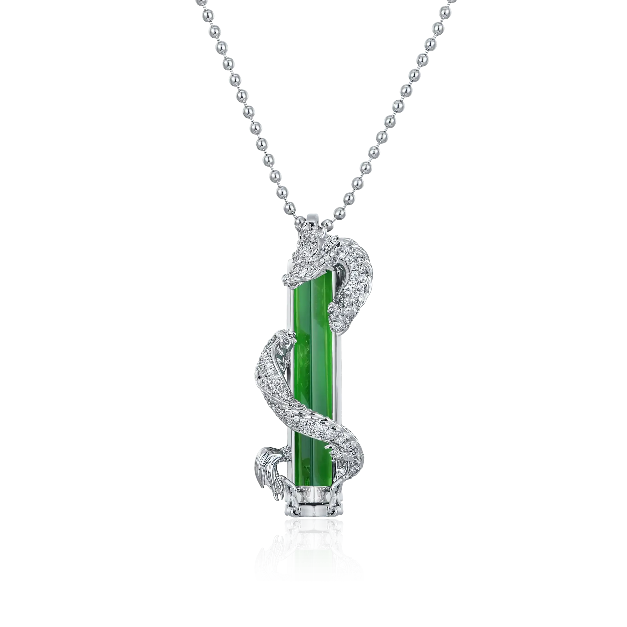 WONG Ⅱ Iced Out Jade Column Pendant (include the ball chain)