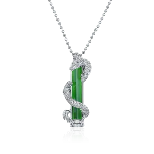 WONG Ⅱ Iced Out Jade Column Pendant (include the ball chain)