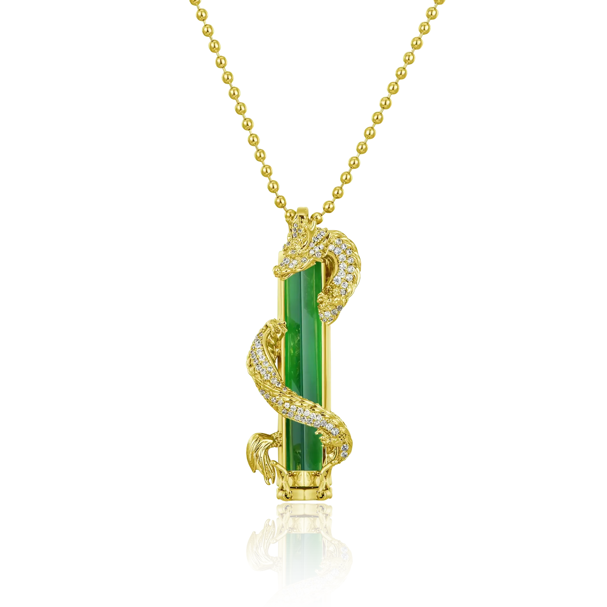 WONG Ⅱ Iced Out Jade Column Pendant (include the ball chain)