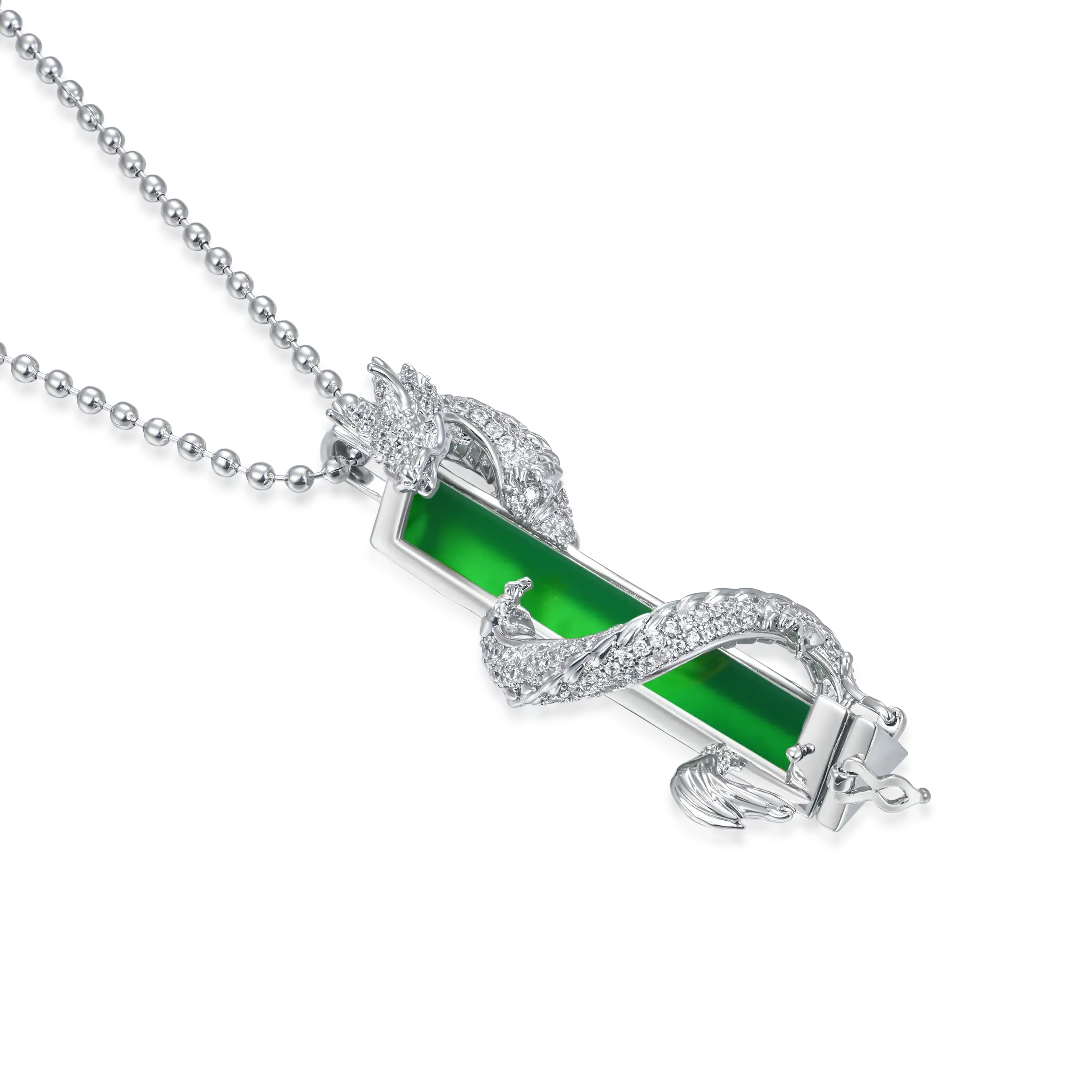 WONG Ⅱ Iced Out Jade Column Pendant (include the ball chain)