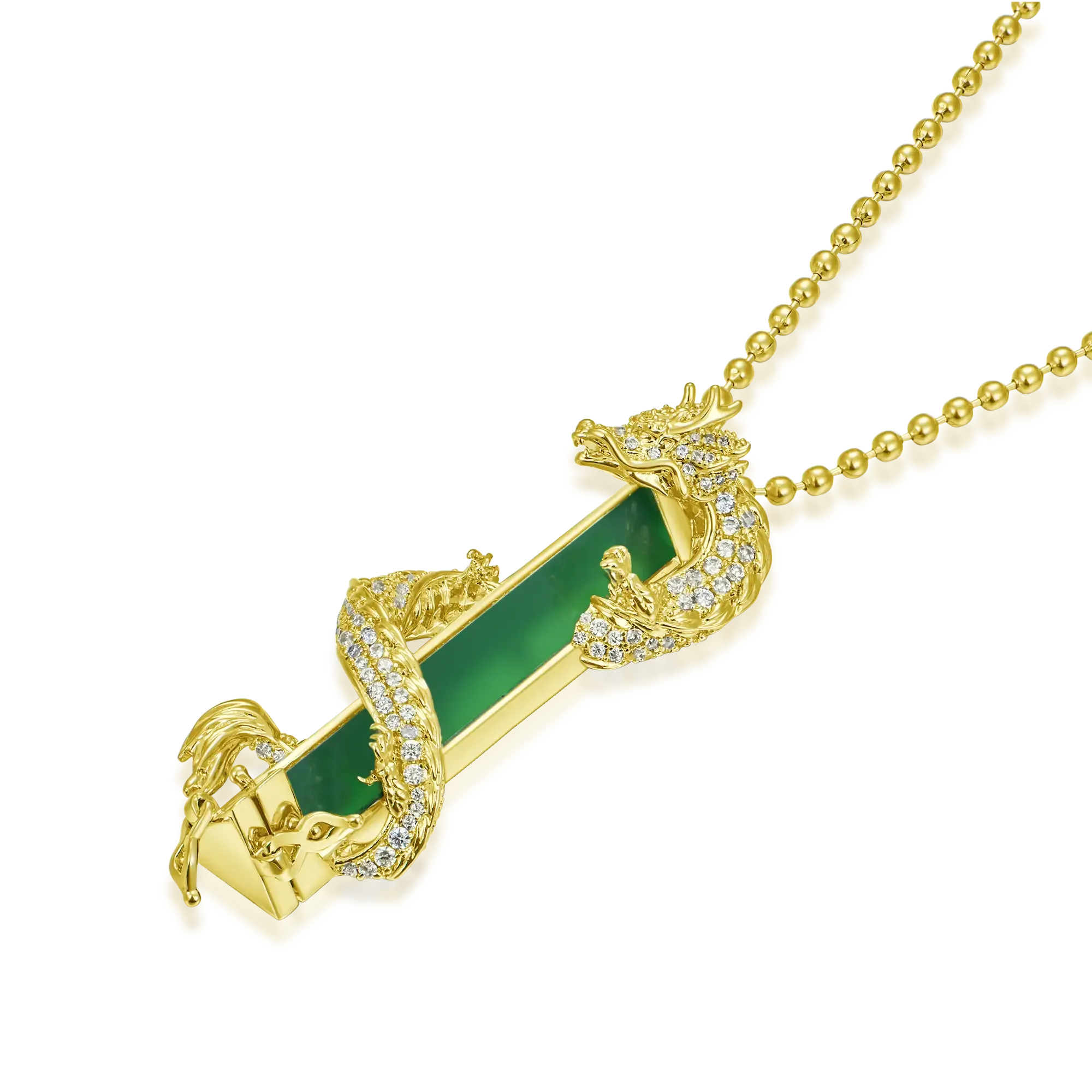 WONG Ⅱ Iced Out Jade Column Pendant (include the ball chain)