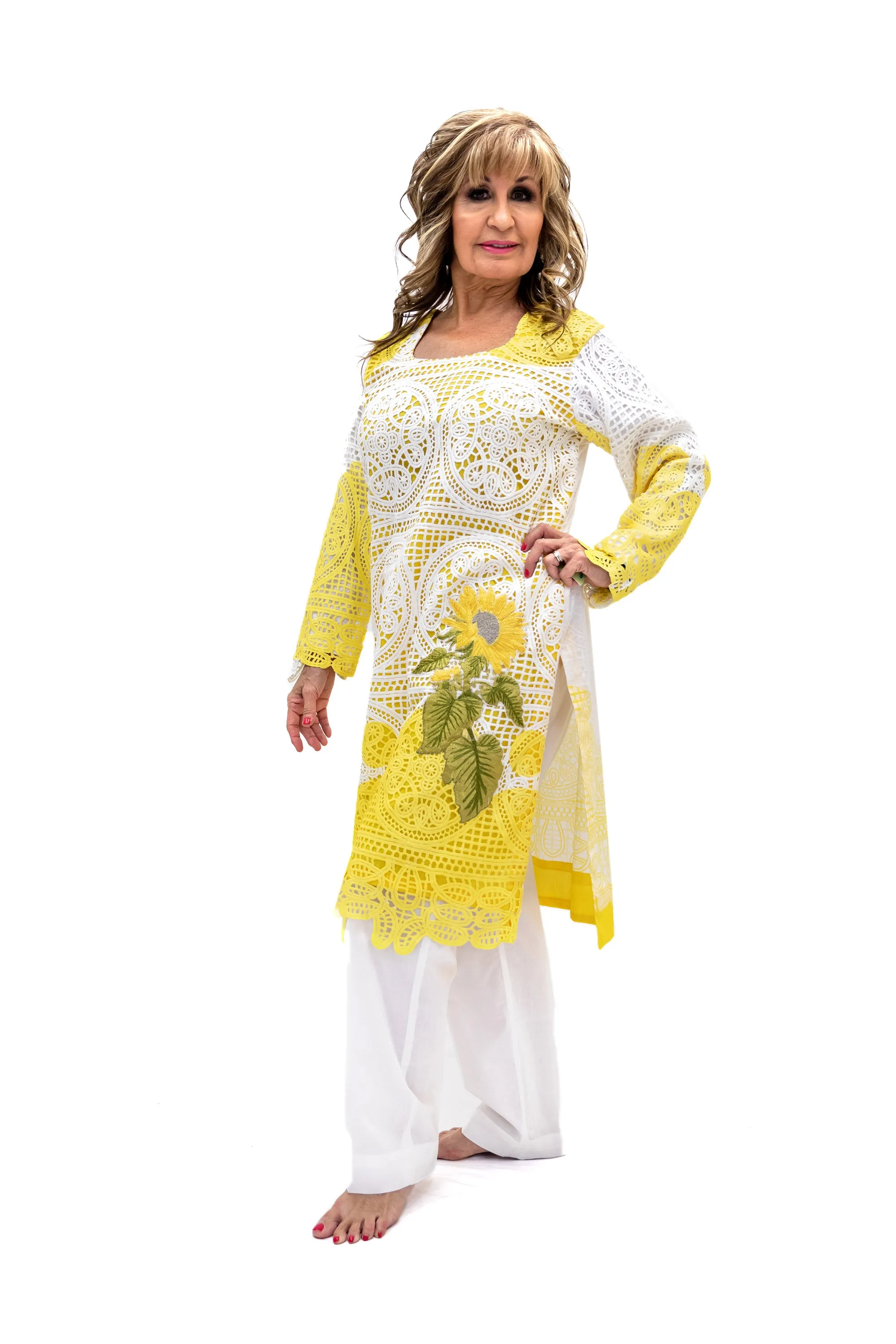 Yellow & White Cotton Salwar Kameez - Suit