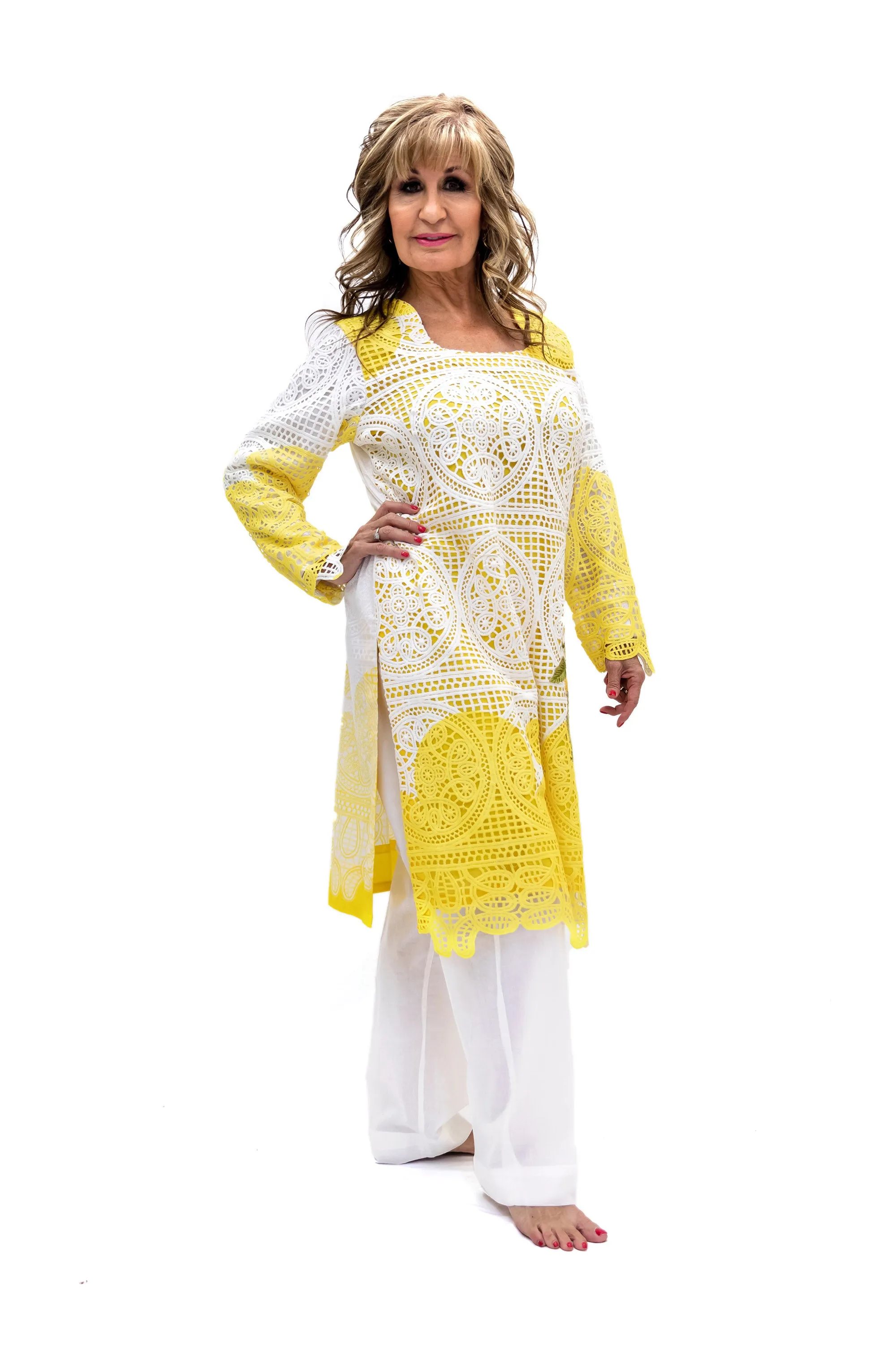 Yellow & White Cotton Salwar Kameez - Suit