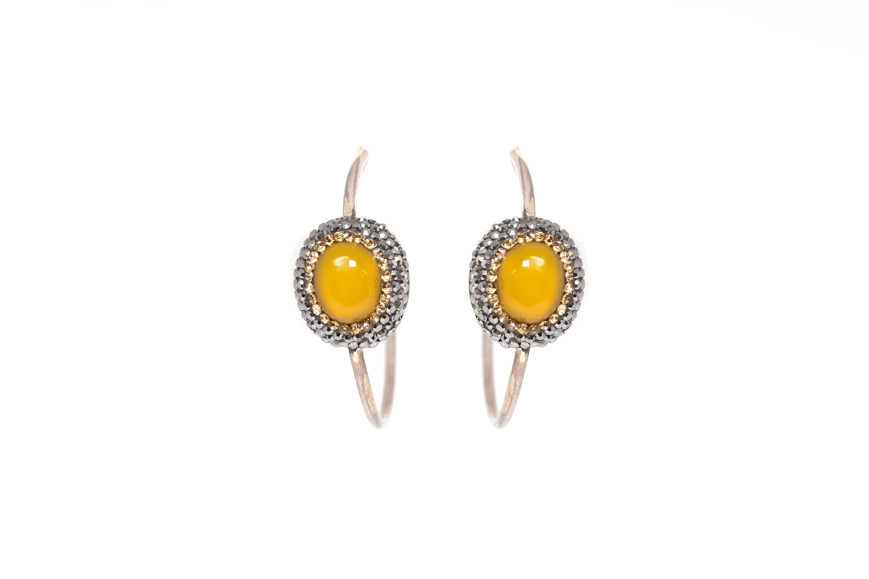 Yellow Gemstone Hoop Earrings