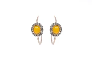 Yellow Gemstone Hoop Earrings