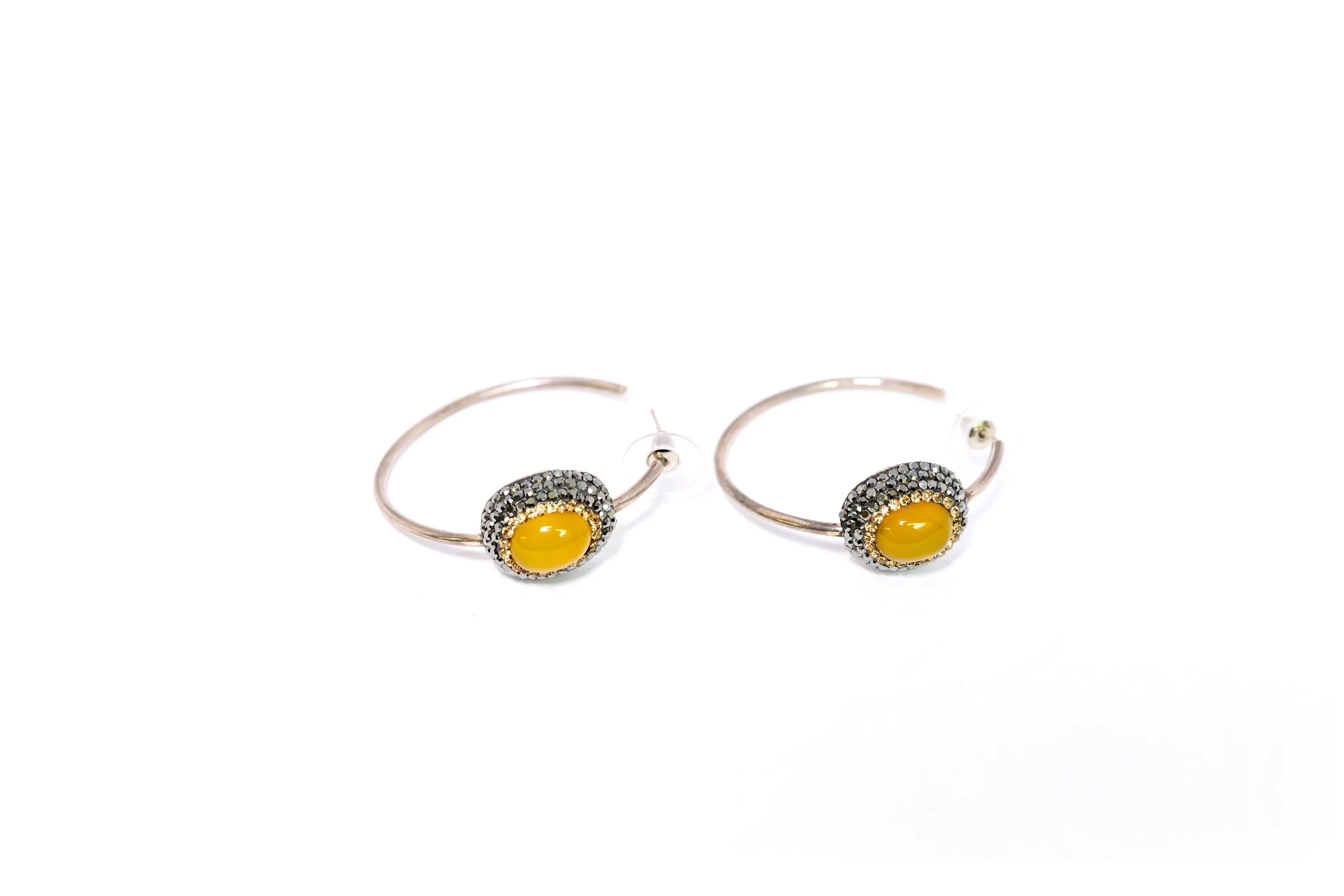 Yellow Gemstone Hoop Earrings
