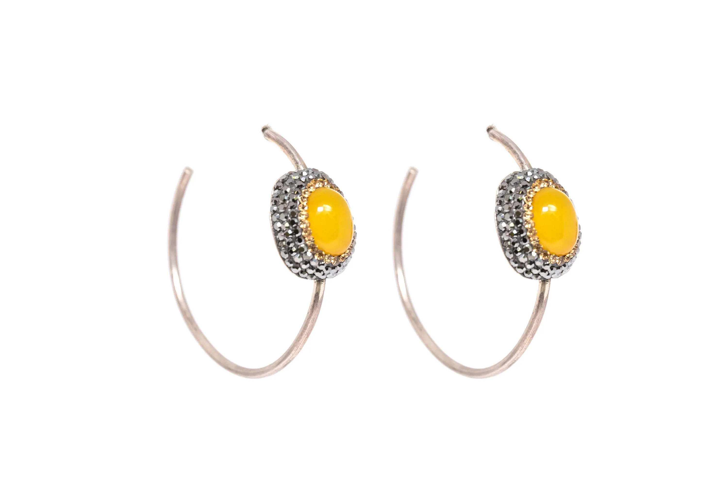 Yellow Gemstone Hoop Earrings