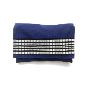 Yoel - Cotton Tallit - Grey and Black on Blue